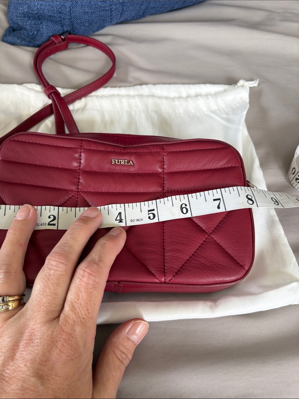 Furla Red Mini Quilted Leather Adjustable Crossbody Camera Bag With Dustbag - Picture 10 of 12